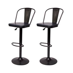 Tabouret de bar H10a (lot de 2) Noir - Gris