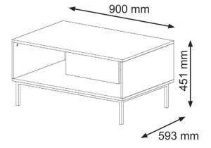 Table basse RavennaB 90x60x45 Beige - Noir