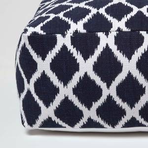 Designer Hocker Pouf Ikat blau weiß 60 x 30 x 60 cm