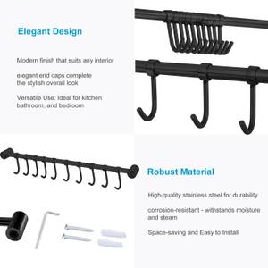 Hängeleiste Küchenleiste Küchenstange Schwarz - Metall - 3 x 2 x 52 cm