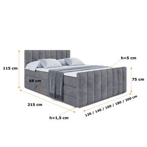 Boxspringbett OTTA-Z KING Steingrau - Breite: 200 cm