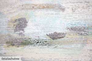 Tableau peint à la main Océan de nuages Gris - Argenté - Bois massif - Textile - 120 x 80 x 4 cm