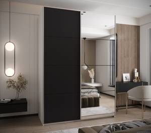 Armoire Lux 3 Noir - Argenté - Blanc - Largeur : 170 cm