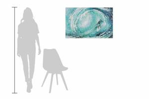 Acrylbild handgemalt The perfect Wave Blau - Türkis - Massivholz - Textil - 90 x 60 x 4 cm
