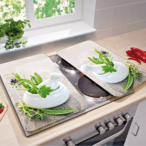 Herdabdeckplatten HERB GARDEN 2 Stück Glas - 30 x 1 x 1 cm