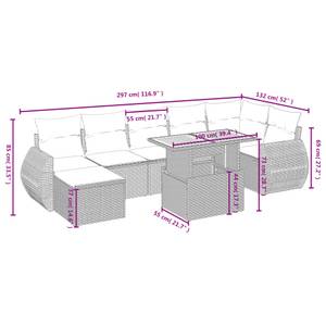 Gartensitzgruppe K6207(8-tlg) Schwarz - Massivholz - 69 x 62 x 55 cm