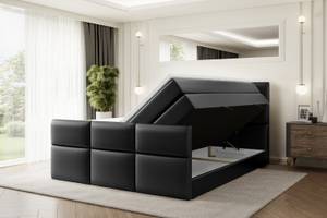 Boxspringbett OHIO-Z KING Hochglanz Schwarz - Breite: 200 cm