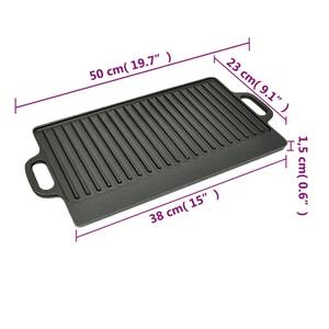 Grillplatte Schwarz - Metall - 23 x 2 x 38 cm