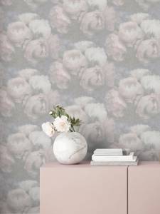 Papier peint Romantic Dream Gris - Rosé - Blanc