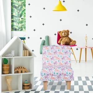 Fauteuil enfant motifs de lama Rose foncé - Mauve - Blanc - Bois manufacturé - Matière plastique - Textile - 45 x 60 x 52 cm