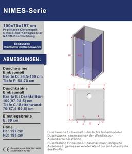 Eck-Duschkabine Eckdusche faltbar 100 x 70 cm