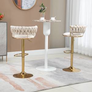 Barhocker FlowerDiana (2er Set) Beige - Gold