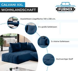 Ecksofa Calvani XXL Monolith 77 Blau