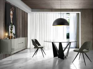 Table à manger en acier noir et verre Noir - Métal - 150 x 75 x 150 cm