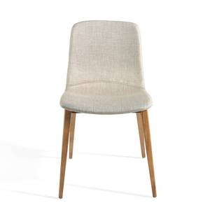Chaise en tissu et bois couleur noyer Beige - Marron - Textile - 60 x 78 x 48 cm