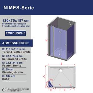 Eckdusche mit Seitenwand NIMES 120 x 75 cm