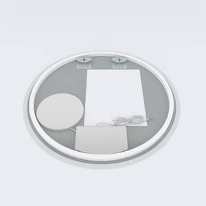 LED Bad Spiegel rund mit Kosmetikspiegel Silber - Glas - 80 x 80 x 3 cm