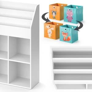 Bücherregal „Luigi“ Weiß mit 2 Faltboxen Weiß - Holz teilmassiv - 72 x 79 x 30 cm