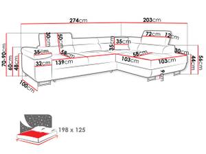 Ecksofa Torezio Cord Blau - Ecke davorstehend rechts