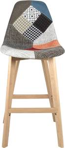 Chaise de bar patchwork SLICK (lot de 2) Bleu - Gris - Orange - Bois massif - Textile - 48 x 105 x 46 cm