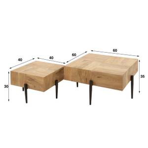 Couchtisch-Set Blocks – 2er-Set Braun - Massivholz - 60 x 35 x 60 cm