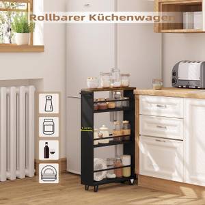 Küchenwagen Mandy Schwarz - Braun - Holzwerkstoff - Metall - 47 x 80 x 13 cm