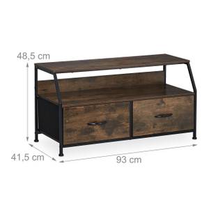 Meuble TV style industriel avec tiroirs Noir - Marron - Bois manufacturé - Métal - 93 x 49 x 42 cm