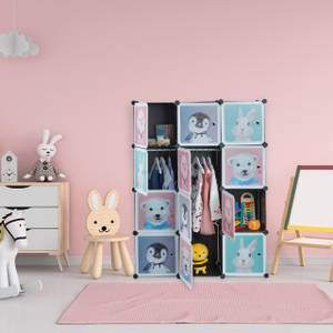 Armoire enfant modulable 8 cubes noir Noir - Vert - Rose foncé - Métal - Matière plastique - 109 x 145 x 37 cm