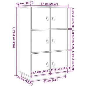 Highboard DE8033 Grau - Massivholz - 40 x 109 x 67 cm