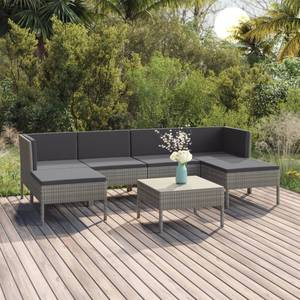 Garten-Sofagarnitur (7-teilig) 3094538 Grau - Metall - Polyrattan - 60 x 35 x 60 cm