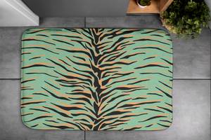 Badteppich Tiger-Streifen Abstraktion Grün - Textil - 90 x 60 x 90 cm