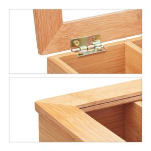 Teebox Bambus mit verstellbaren Fächern Braun - Bambus - Holzwerkstoff - Kunststoff - 31 x 15 x 19 cm
