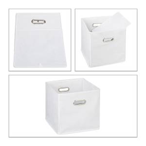 Relaxdays Lot de 2 boîtes de rangement, carrées en tissu, Cubique, 30x30x30  cm, Blanc