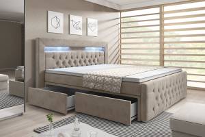 Boxspringbett Menzogna LED und Stauraum Beige - Breite: 180 cm - H3