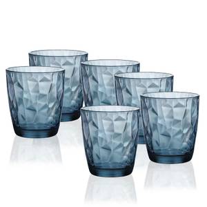 Wasserglas Diamond 6er Set Blau - Naturfaser - 2 x 11 x 10 cm