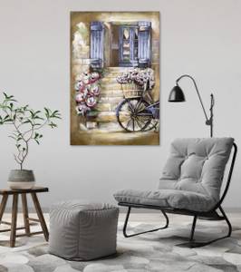 Metallbild Romantische Idylle Blau - Metall - 60 x 90 x 6 cm