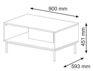 Tisch RAVENNAA 90x60x45 Schwarz - Holzwerkstoff - 90 x 45 x 60 cm