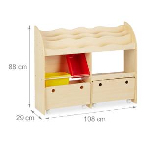 Etagère enfants pour jouets Marron - Bois manufacturé - Matière plastique - 108 x 88 x 29 cm