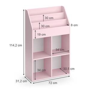 Bücherregal Luigi 1 Pink - Holzwerkstoff - 72 x 114 x 31 cm