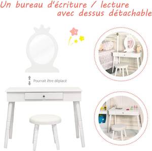 Coiffeuses enfant TI87140 Blanc - Bois manufacturé - 34 x 100 x 70 cm