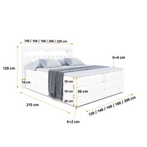 Boxspringbett NOEL GOLD KING Hochglanz Weiß - Breite: 120 cm