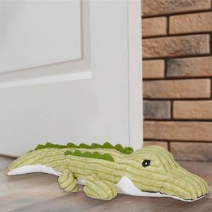 Butoir de porte en forme de crocodile Noir - Vert - Blanc - Fibres naturelles - Matière plastique - Textile - 45 x 8 x 16 cm