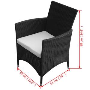 Garten-Essgruppe (9-teilig) 296279-1 Schwarz - Kunststoff - Polyrattan - 90 x 75 x 190 cm