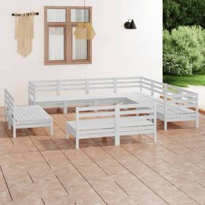 Garten-Lounge-Set Weiß - Massivholz - Holzart/Dekor - 64 x 63 x 64 cm