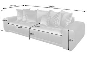 Sofa ELEGANCIA Grau - Silber - Textil - 285 x 90 x 104 cm