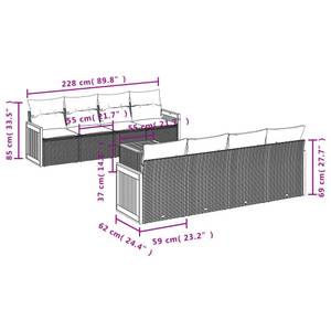 Gartensitzgruppe K6146(9-tlg) Schwarz - Massivholz - 69 x 62 x 55 cm