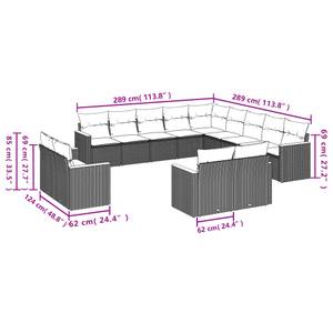 Gartensitzgruppe K640(13-tlg) Schwarz - Massivholz - 69 x 62 x 62 cm