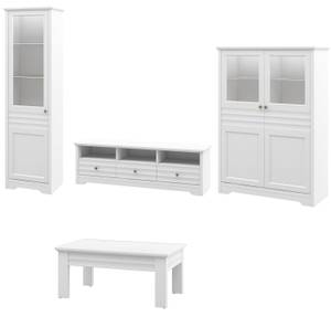 Wohnzimmer-Set DENVER 4-teilig Weiß - Holzwerkstoff - 440 x 205 x 60 cm