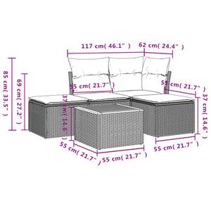 Gartensitzgruppe K585(5-tlg) Grau - Massivholz - 69 x 62 x 62 cm