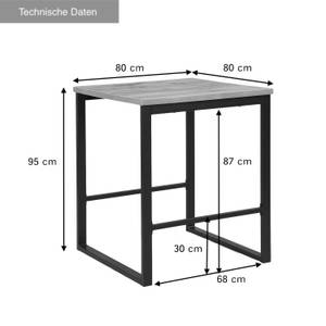 Bartisch LOTTE 80x80cm Schwarz - Holzwerkstoff - Metall - 80 x 95 x 80 cm